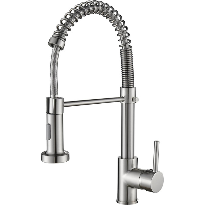 Кран кухонний Cobbe з висувним виливом та душем, 2 режими, поворотний на 360°, високий тиск, матовий нікель