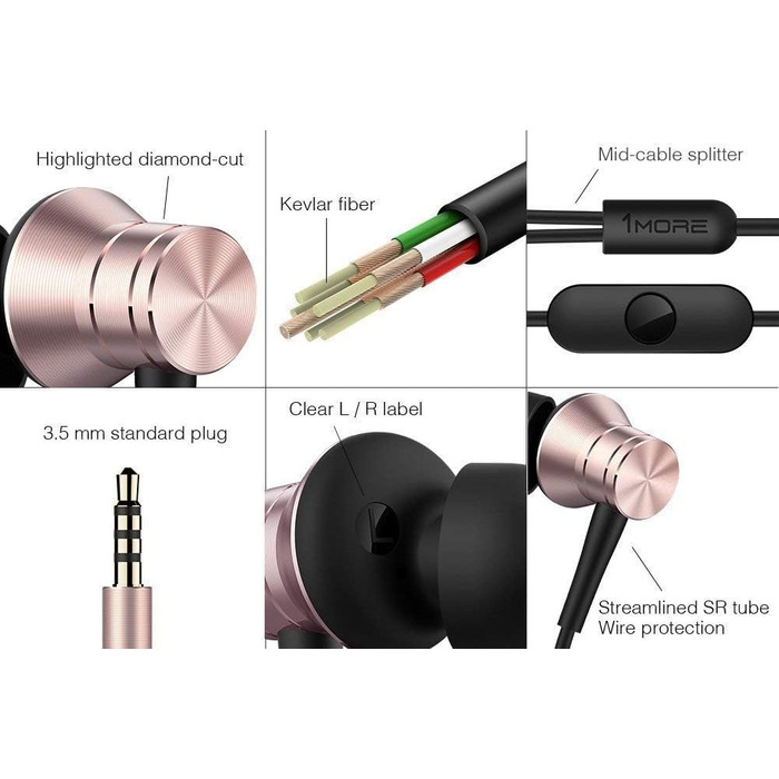 Навушники 1MORE Piston Fit E1009 Рожеві з мікрофоном та пультом керування (iOS, Android)