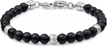 Браслет Schmuck з нержавіючої сталі з матовим каменем онікс – регульований, міцний, елегантний – ідеальний подарунок для жінок та чоловіків, виготовлений в Італії