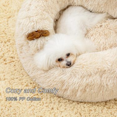 Fluffy Camel-Shaped Dog Bed, Donut Dog Bed for Small Dogs, Orthopedic Dog Bed Size L (69 x 69 x 36 cm), Washable Dog Bed, Indoor Dog House, Camel