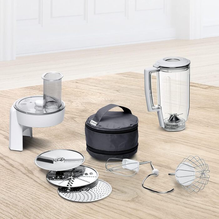 Кухонний комбайн Bosch MUM58720 Серія 4, 1000 Вт, 3,9 л, міксер 1,25 л, планетарне змішування, насадки для тіста і збивання, шинкувальна насадка, нержавіюча сталь, темно-червоний/сріблястий