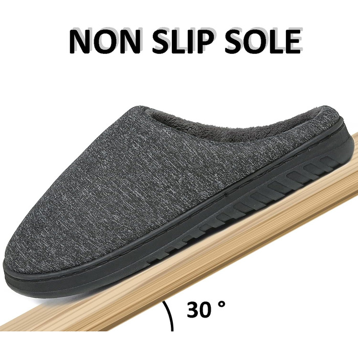 ЧайЧакс Теплі домашні тапочки з піною пам'яті для жінок та чоловіків, бавовна, 46/47 EU, чорний/сірий