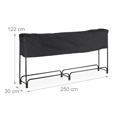 Relaxdays Black Firewood Rack with Cover