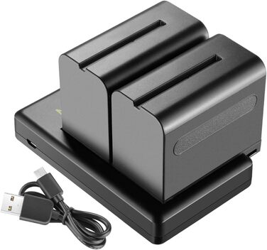 Акумулятор NEEWER NP-F750 2x 5600 mAh з USB-зарядним пристроєм, сумісний з Sony NP-F550/570/750/770/930/950/FM55H/FM500H/QM71/QM91/QM71D, NEEWER LED-ліхтарі, монітори, моторні слайдери