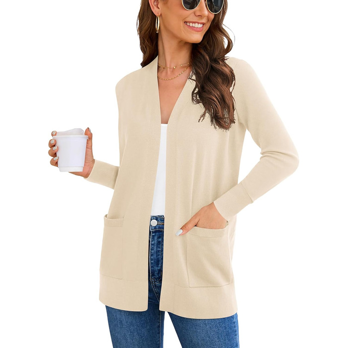 Жіночий кардиган-світшот з довгим рукавом, м'який в'язаний жилет з кишенями (S-3X)