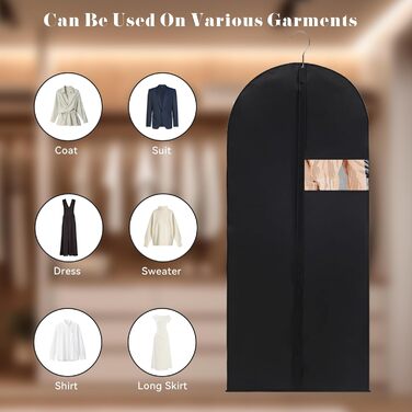 Чохли для одягу 4 шт. Преміум-якість, 60x180 см. Дыхаючий матеріал, з ручками, з блискавкою та вікном. Захисні чохли для костюмів, пальто, суконь.