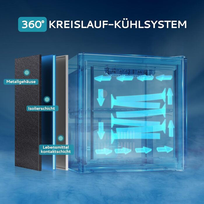 Міні-холодильник EUHOMY для напоїв на 55 банок, чорний, 36L, з дверцятами з прозорого скла, LED-підсвітка, тихий (43dB), для офісу, кімнати, бару