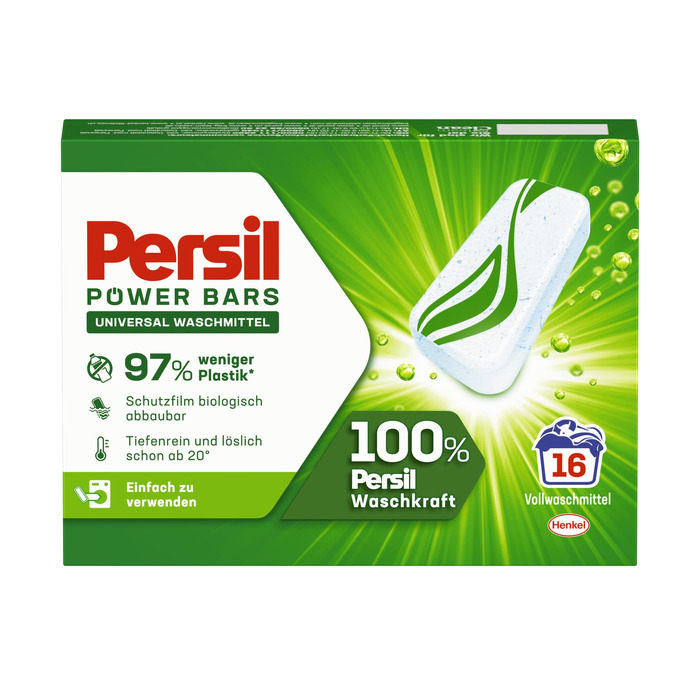 Капсули для прання Persil Power Bars Universal, універсальний засіб для прання, 45 завантажень, екологічна упаковка, 272 г