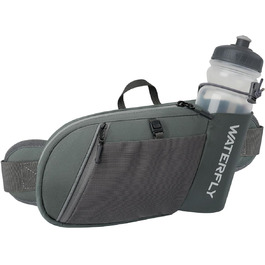 WATERFLY Поясна сумка на пояс для чоловіків та жінок з тримачем для пляшки: спортивна, стильна, для бігу, прогулянок, з собакою, подорожей, велосипеда (сіра)