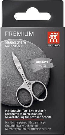ZWILLING Nail Scissors (Sharp, slightly curved blade with micro-serrations, hypoallergenic, for fingernails and toenails), Premium, Silver, 90 mm