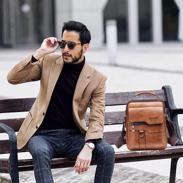 Чоловіча сумка через плече/месенджер з натуральної шкіри (колір: коричневий)