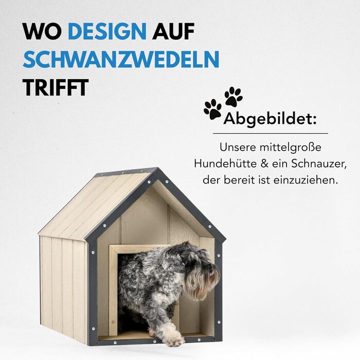 Будка для собак Outdoor маленьких порід – дерев'яна будка для собак, водостійкий дах 76 x 99 x H80 см, розмір S, Timbela M401-1, розмір M, 76x99xH80cm, натуральне дерево (розмір M, 57x95xH68cm, LP SmartSide дерев'яні панелі)