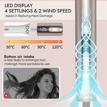 Airstyler 6-в-1 з LCD-дисплеєм: фен-щітка, стайлер для волосся, локони, об'єм, випрямлення, сушка, 110000 обертів/хв
