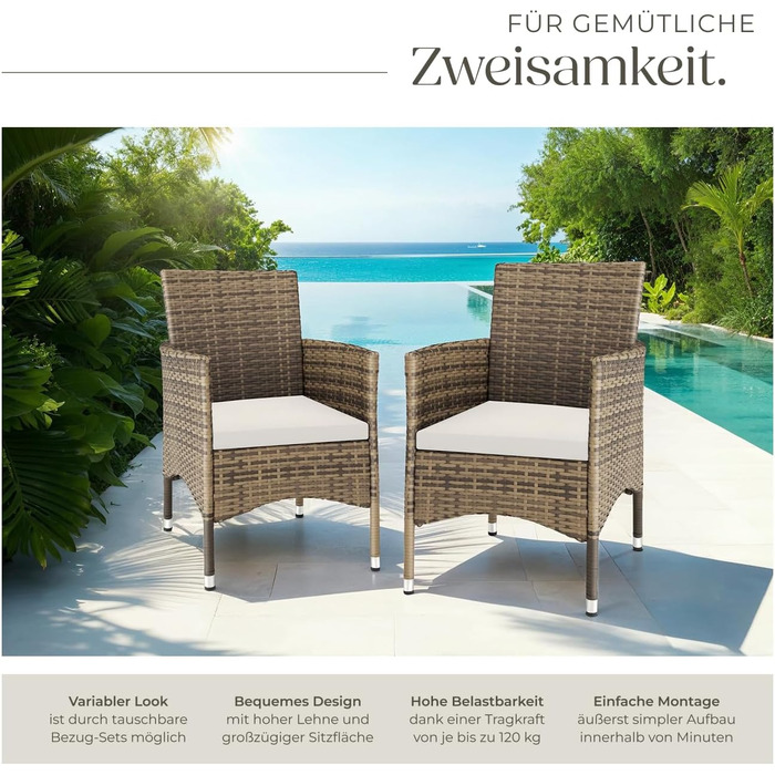 Tectake 2-Piece Rattan Garden Chair Set