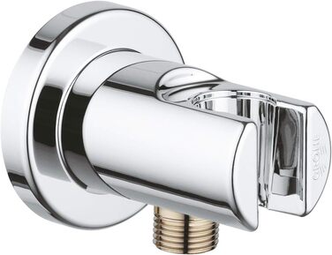 GROHE Vitalio Get - Handbrause 1 Spray Pattern (perfect spray pattern, suitable for flow heaters, double-walled hand shower, Anti-limescale system), silver, 27458000 (Vitalio Get Bundle with wall connector, round)