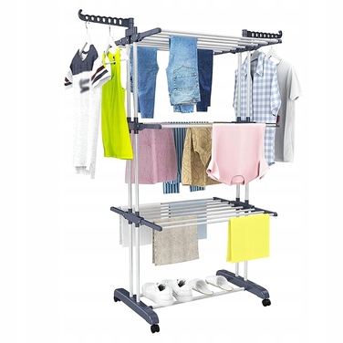 Велика підлогова сушарка для одягу та білизни XXL, складана, чорна