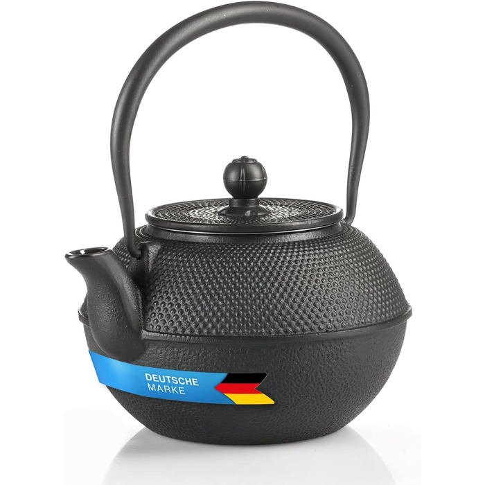 Asian cast iron teapot. Traditional iron teapot.