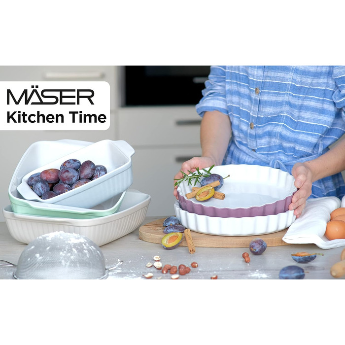 Керамічна форма для тарта та кішу MÄSER Kitchen Time, кругла, 27 см, зелена, стійка до подряпин і порізів