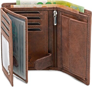 Fa. Volmer® Leather Wallet made from genuine buffalo leather | Large Wallet for Men & Women | RFID protection tested by TÜV in Brown (Iron) color