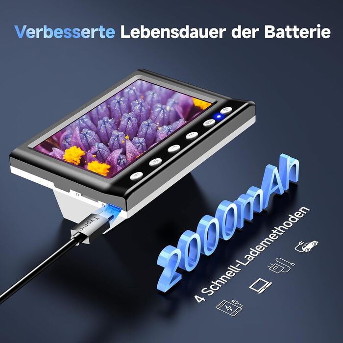 Цифровий мікроскоп Leipan LPM7 4.3' для дітей та дорослих, 1000x збільшення, IPS дисплей, 8 LED, USB-підключення до ПК (Windows/Mac), 32GB TF-карта, DM7-4.3' монетосвід