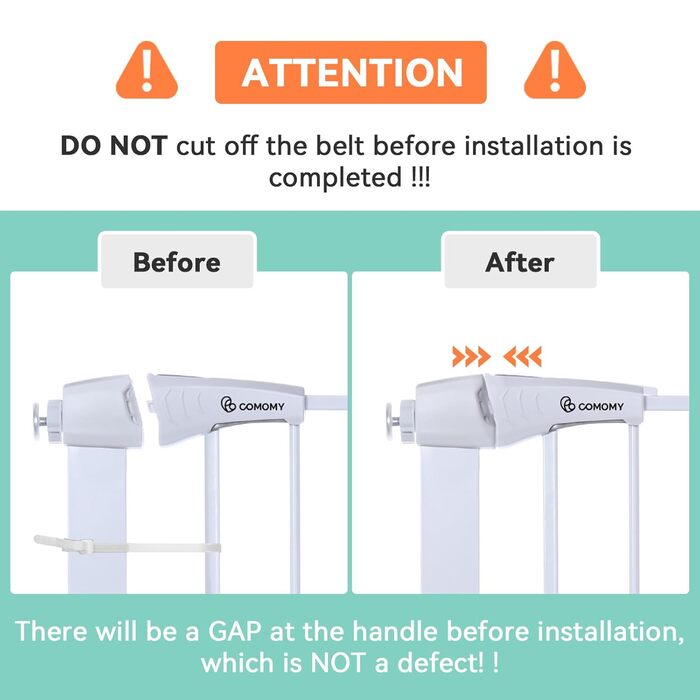 Захист для дверей COMOMY з люком для котів, 75-103см. Захист для собак та котів без свердління, автозакривання, розширюваний. Білий