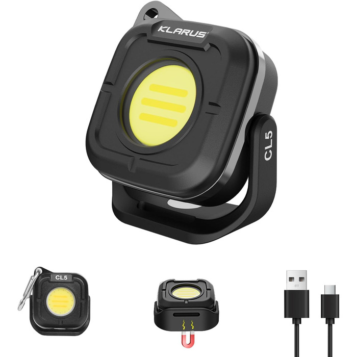 KLARUS CL5 Small Lightweight Camping Light, Rechargeable Work Light 1200 mAh, 650 lm Camping Lantern with 4 Brightness Levels, 4 Color Temperatures, Magnetic Base, Hook Function, IPX5 for Camping, Outdoor