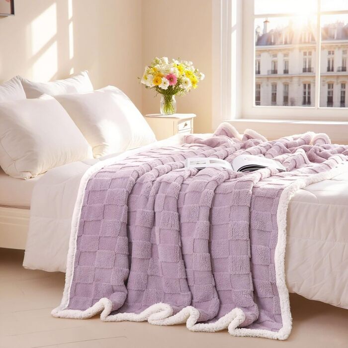 Плед Gracelife Sherpa з м'якого флісу, теплий та пухнастий, 150 x 200 см, сірий