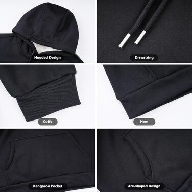 Чоловічий теплий світшот з капюшоном, чорного кольору, розмір S