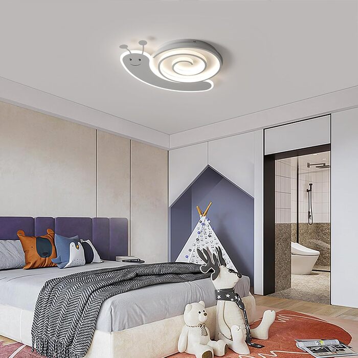 Дитяча стельова LED-лампа Oninio 48W, диммована, з пультом, у формі равлика, біла, для спальні, офісу, дитсадка