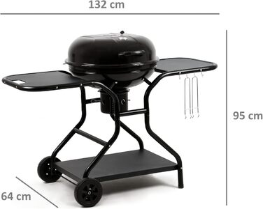 Кульовий гриль BBQ-Toro Ø57 см з полицею та підйомником решітки, для барбекю, круглий вугільний гриль з кришкою, площа грилю Ø54,5 см