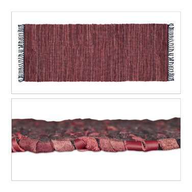 Relaxdays Leather and Cotton Patchwork Rug