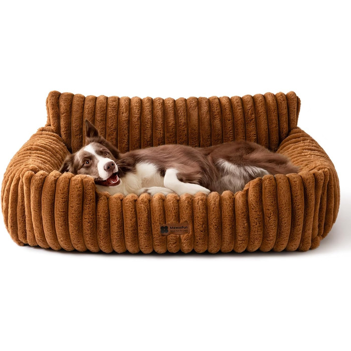 М'яке ліжко для собак та котів MEWOOFUN - зручне та затишне, 91x72x30 см, коричневе