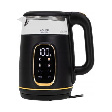 Електричний скляний чайник Adler, 1,7 л, 2200 Вт, з регулюванням температури