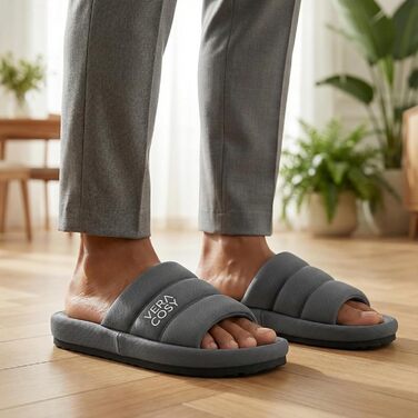 Чоловічі відкриті тапочки VeraCosy з кукурудзяного трикотажу та піни Memory Foam, антиковзким дном, розмір 44/45 EU, сірі