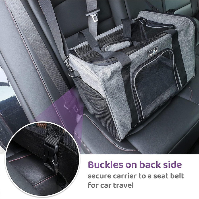 Транспортна переноска для котів та собак, що розкладається, для подорожей літаком, сірого кольору (L 45см x B 28см x H 21см)