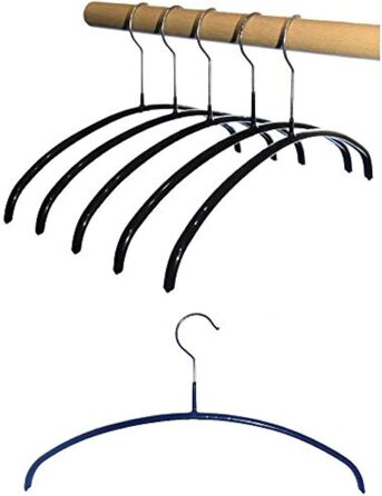 Hagspiel 10-Piece Metal Clothes Hangers, Non-Slip Coated, Black for Children, Teens, Length 36 cm