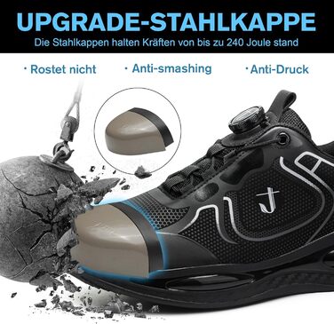 Черевики робочі, захисні: водонепроникні, легкі, спортивні, з металевим носком. Дихаючі, антиковзкі кросівки для чоловіків та жінок (45 EU, Чорний)