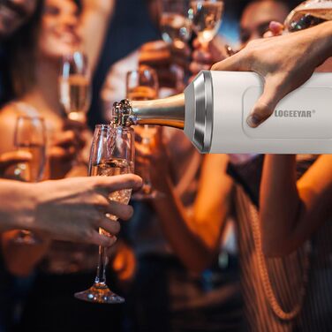 Охолоджувач для вина з кришкою, 750мл, з нержавіючої сталі, для шампанського та вина, портативний, ідеальний подарунок для поціновувачів вина, білий