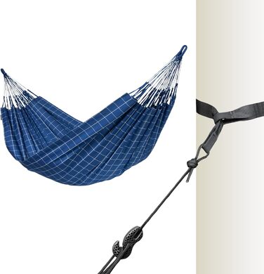 Гамак LA SIESTA® Brisa – класичний, ручної роботи з Колумбії, 160 см, блакитний, для дому та відпочинку на природі (з кріпленням для дерева та стовпа)