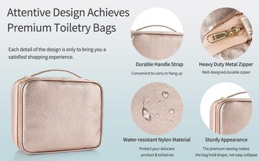 Сумка-органайзер для косметики та туалетних аксесуарів, дорожня косметичка на блискавці (рожеве золото)