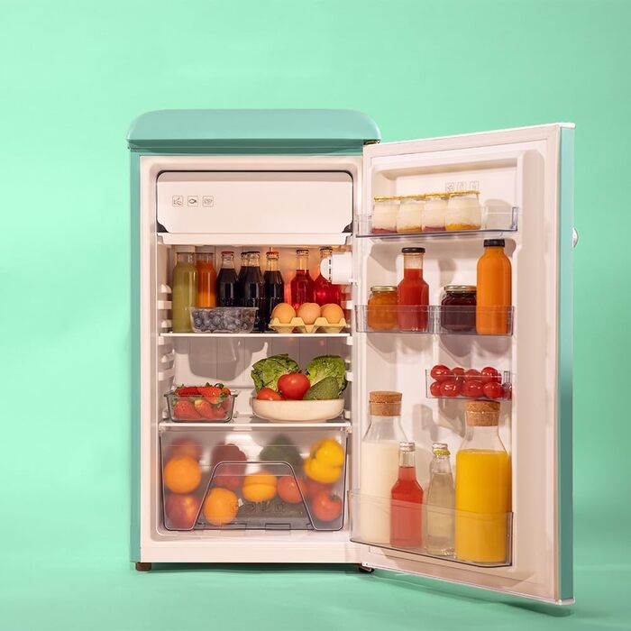 Cecotec Bolero CoolMarket TT Origin 45L Retro Mini Refrigerator - Red, 55cm High, 45L Capacity, Energy Class E, with Freezer Compartment & Chrome Handle