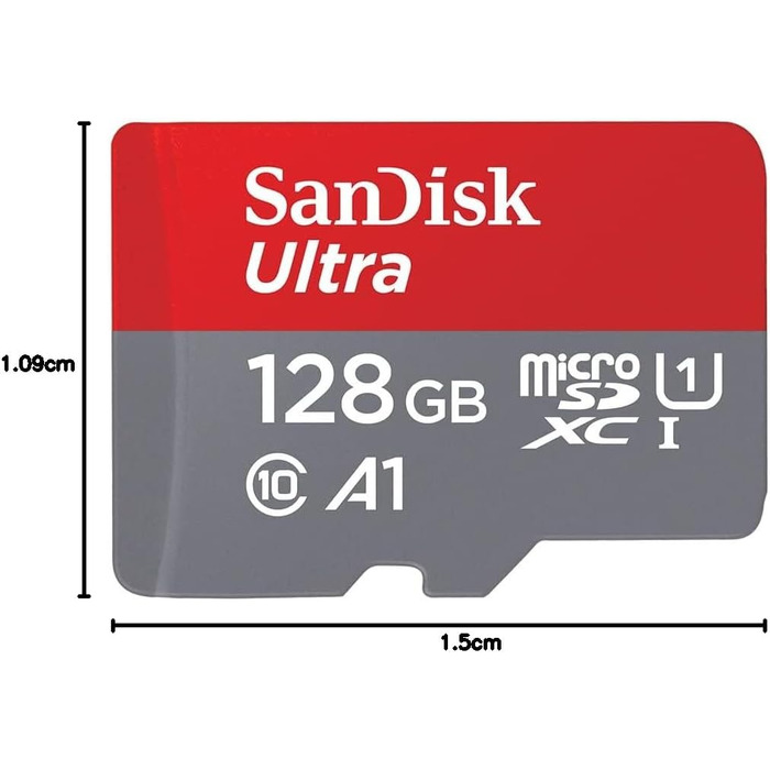 Карта пам'яті SanDisk Ultra microSDXC 128GB з адаптером, швидкість читання до 140 МБ/с для Android та смартфонів