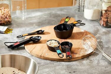 Набір мірних ложок KitchenCraft 10 шт. з тримачем, чорний