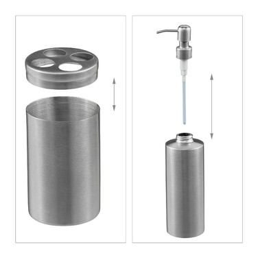 Relaxdays 4-piece Bathroom Set in Matte Silver