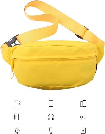 Поясна сумка чоловіча/жіноча водонепроникна для подорожей, фестивалів, спорту та міста (жовта)