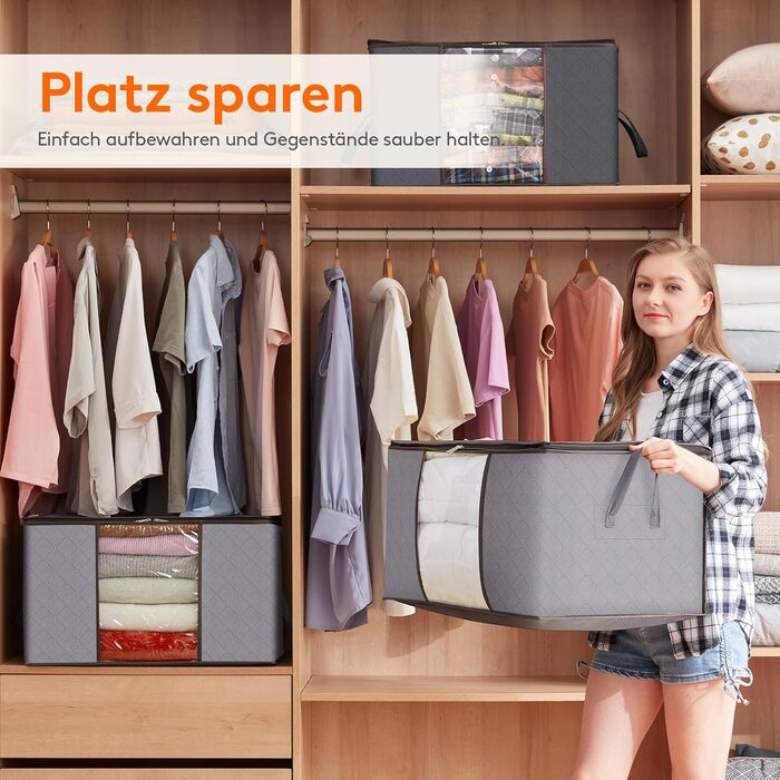 Органайзери для зберігання Lifewit, 6 шт. у наборі, коробки з кришкою, великі, 90л, сірий