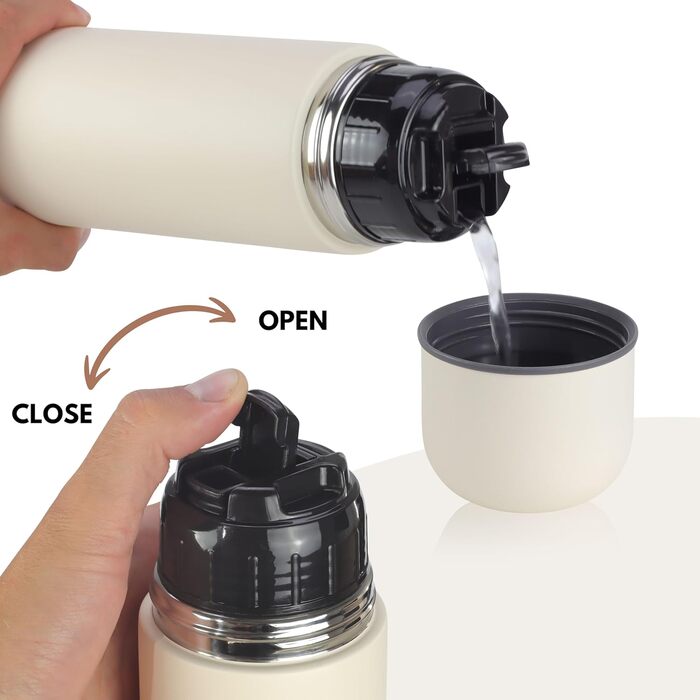 Термос Milu з нержавіючої сталі, ізольована пляшка для напоїв, 750 мл, 100% без витоку, подвійні стінки, колір Buttercream