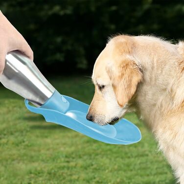 Водяна пляшка для собак ZoneYan 750 мл з нержавіючої сталі, портативна, витокозахисна, для подорожей, парків, кемпінгу, походів (світло-блакитна)