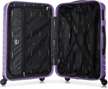 Набір валіз WITTCHEN Cube Line (S+M+L) з ABS, геометричним тисненням, 4 колесами, телескопічним ручками та комбінаційним замком. Ліловий колір.