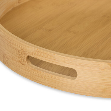 Relaxdays Round Bamboo Tray